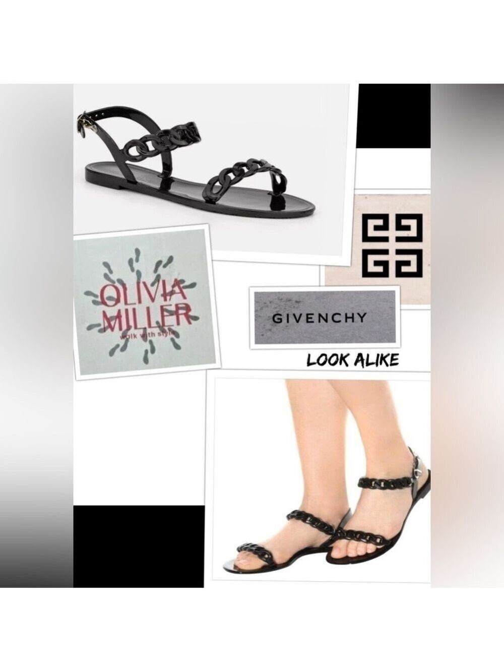 Olivia Miller Givenchy Look Alike Tonnara Chain Detail Jelly Sandals EU 38 US 9